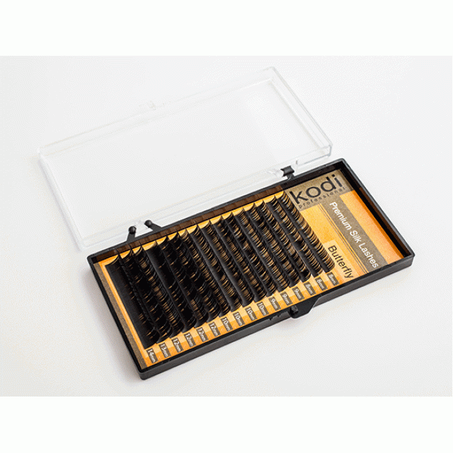 Dark-drown eyelashes С 0,15 (10,11 mm), packaging Butterfly - Kodi Professional