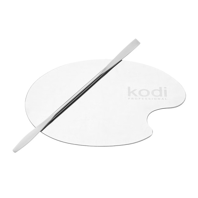Palette With Spatula For Mixing Cosmetics (Stainless Steel) - Kodi Professional