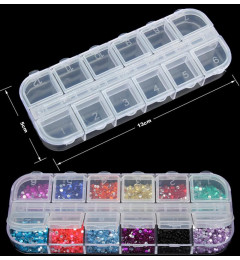 Plastic Container for Rhinestones, 12 cells