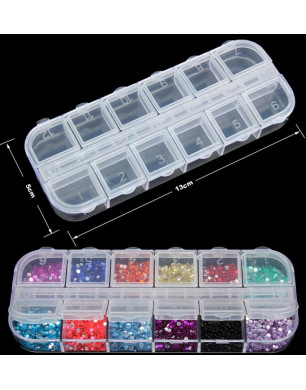 Plastic Container for Rhinestones, 12 cells