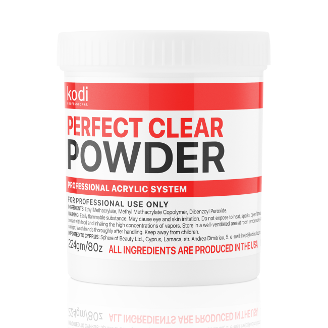 Poudre transparente parfaite (acrylique transparent basique) 224 g - Kodi Professional