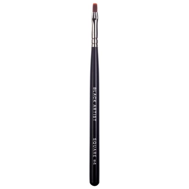 Brush for Gel Nail Modeling "Black Artist" № 4 Shape: Square, Handle: Black, Bristle: Nylon - Kodi Professional