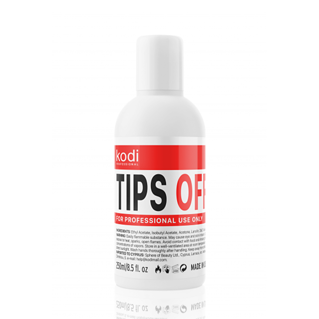 Tips Off - Dissolvant pour vernis gel/acrylique, 250 ml - Kodi Professional