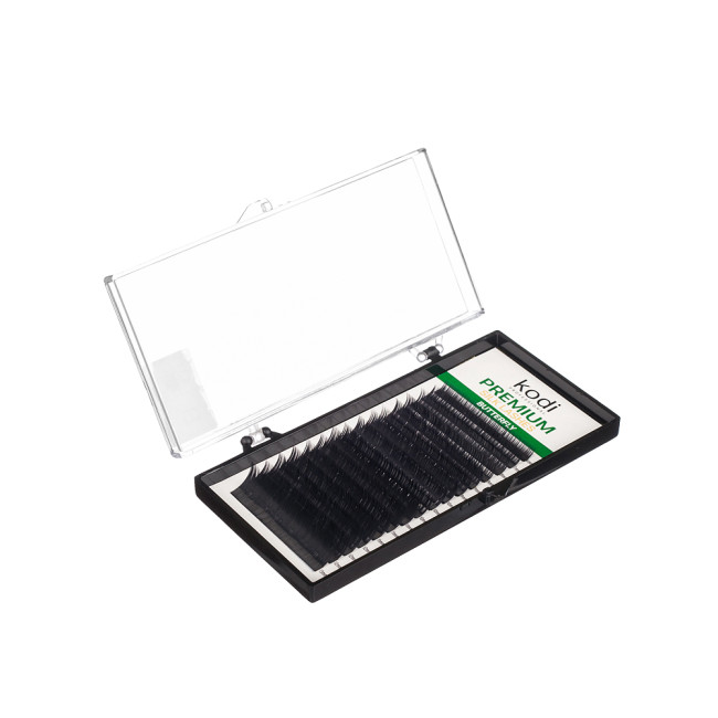 Eyelashes C 0.07 (16 Rows: 14 mm), Butterfly Green Pack - Kodi Professional