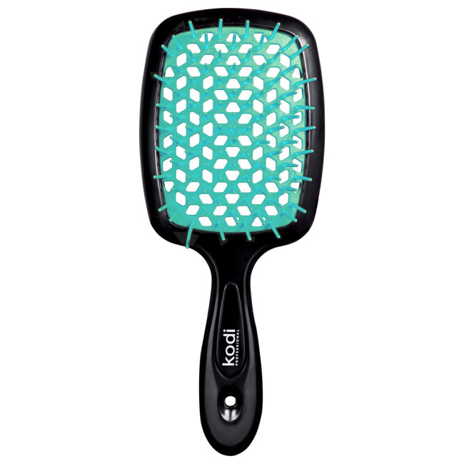  Soft Touch Hairbrush Black/Aqua - Kodi Professional