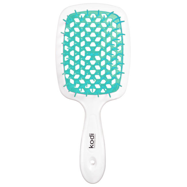 Soft Touch Hairbrush White/Aqua - Kodi Professional