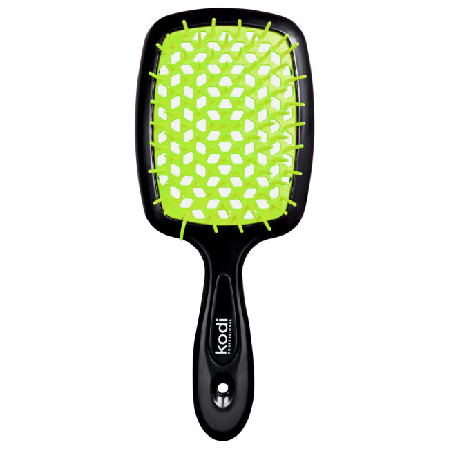 Soft Touch Hairbrush Black/Light Green - Kodi Professional