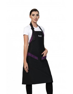 Kodi Apron Black with Purple Inserts, White Logo (long) 