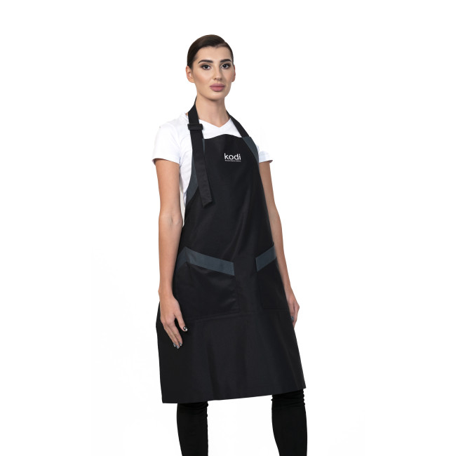 Tablier, couleur : noir avec empiècements gris, logo blanc (long) - Kodi Professional