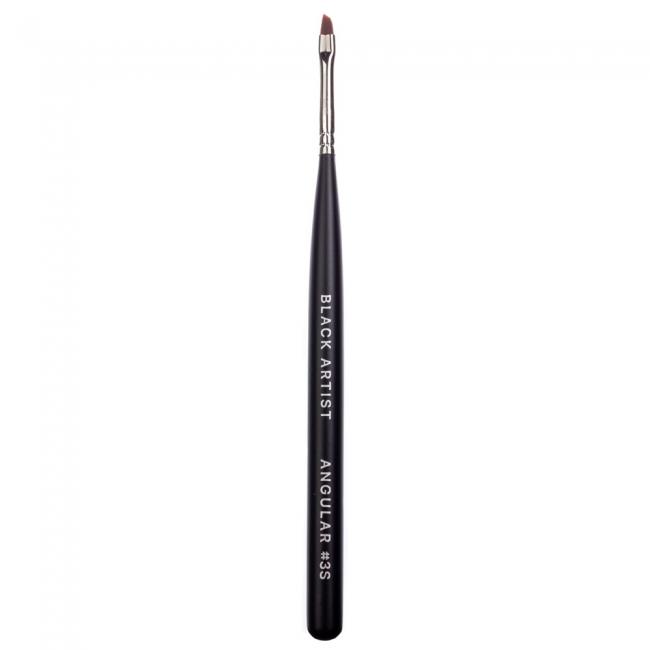 Pinceau biseaut&eacute; angulaire pour nail art &laquo;&nbsp;Black Artist&nbsp;&raquo; n&deg;&nbsp;3S, manche&nbsp;: noir, poils&nbsp;: nylon