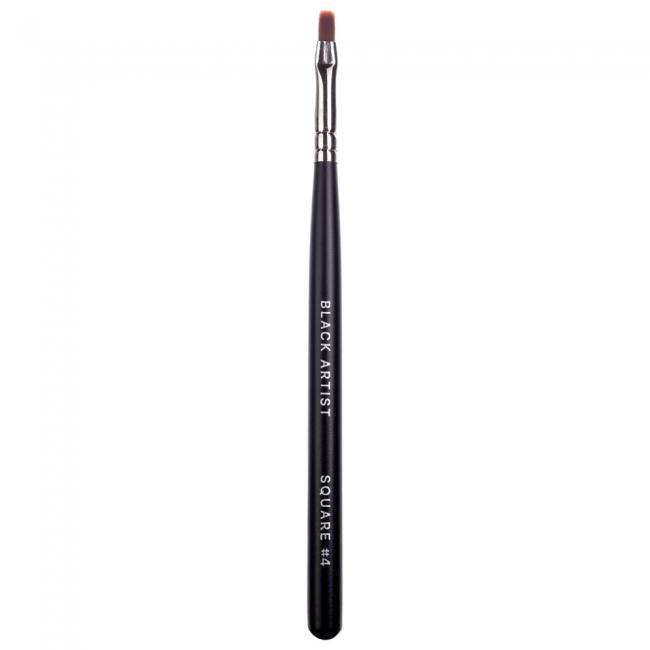 Brush for Gel Nail Modeling "Black Artist" № 4 Shape: Square, Handle: Black, Bristle: Nylon