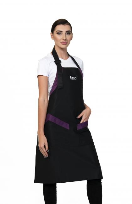 Tablier Kodi noir avec inserts violets, logo blanc (long)